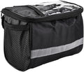 Collapsible Bike Basket, Large Capacity Bike Handlebar Bag, Multi-Purpose Detachable Bicycle Front Basket, Front Storage Bag with Reflective Strip for Shopping Commuter Pet Camping Outdoor Black