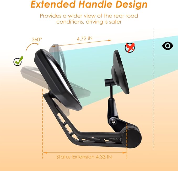 Arkham Bike Mirror for 0.59-0.65" Diameter Handlebar HD Bar End Bicycle Mirror Thickened Auto-Grade Glass for Handlebar Rearview Mirror Essential Bike Tool for Bicyclists E-Bike (Left)