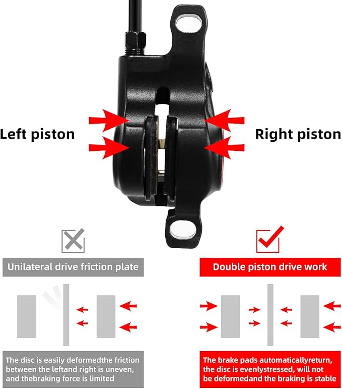 Z00M MTB Hydraulic Disc Brakes Set Mountain Bike Left Front 800mm Right Rear 1450mm Hydraulic Brake Aluminum Alloy Bicycle Disc Brake for E-Bike Fat Bike Road Bike 2 Piston