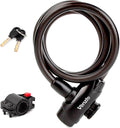 Venzio 4FT Heavy Duty Anti-Theft Bicycle Cable Lock, Bike Lock Cable with 2 Keys and Mounting Bracket, 1/2 inch(12mm) Coiled Steel Cable with Dustproof Insert for Bikes, Scooters, Gates, Fences