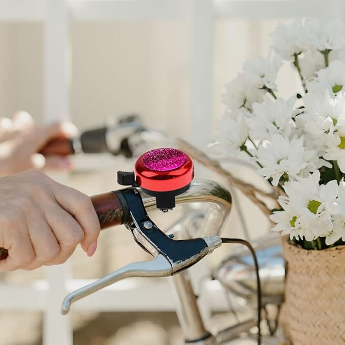 WIRESTER Red Aluminum Round Bike Bell, Classic Ring Bicycle Bell, Bike Accessories Bell Ring for Adults Kids Girls Boys