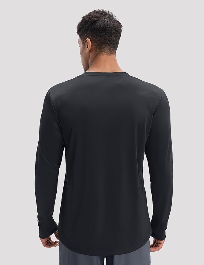 baleaf Men's Mountain Bike Shirts Long Sleeve Loose-fit Cycling Jersey Zipper Pocket UPF 50+ Workout Hiking Athletic Running