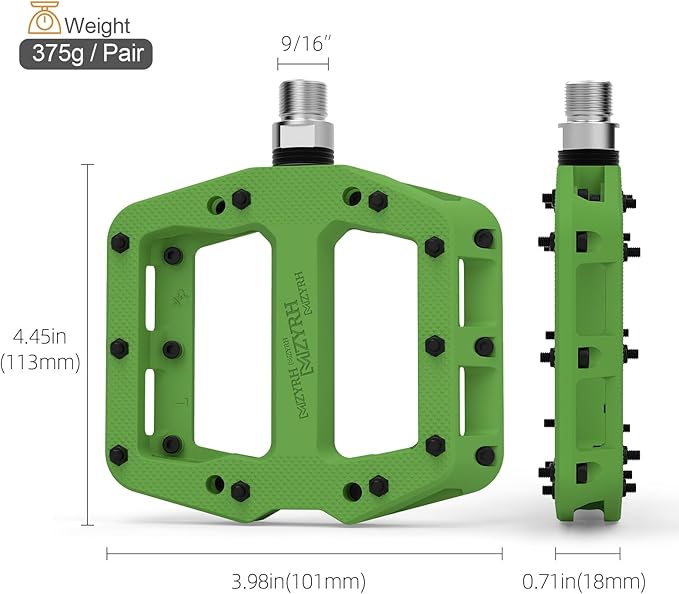 MZYRH Mountain Bike Pedals 9/16" 3 Sealed Bearings Lightweight Non-Slip Nylon Fiber Bicycle Platform Pedals for Road BMX MTB