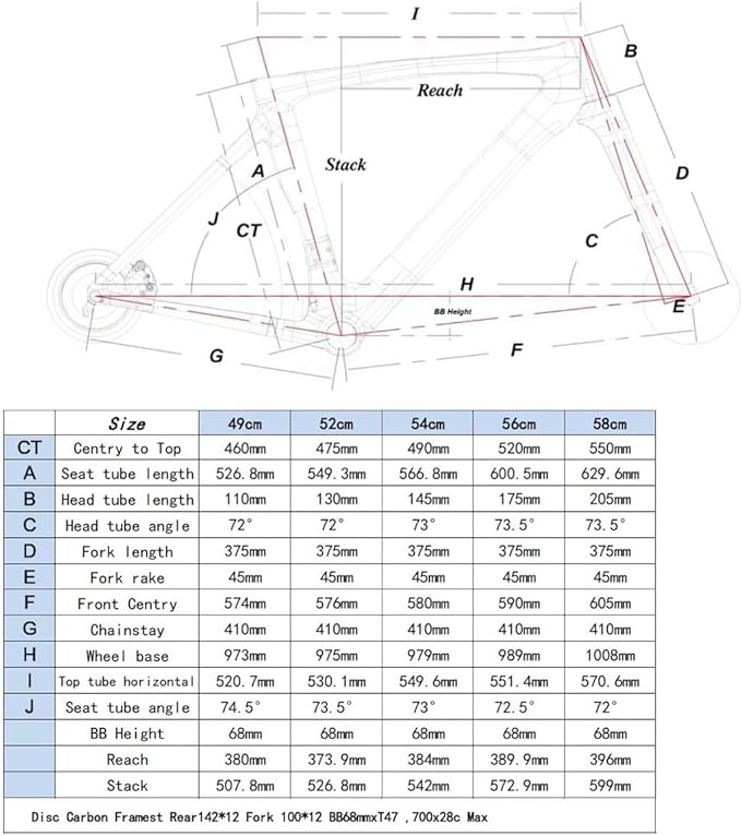 700C Road Bike Frameset 49/52/54/56/58cm Carbon Fiber Bikes Frame Thru Axle 100/142mm Disc Brake Frames Internal Routing