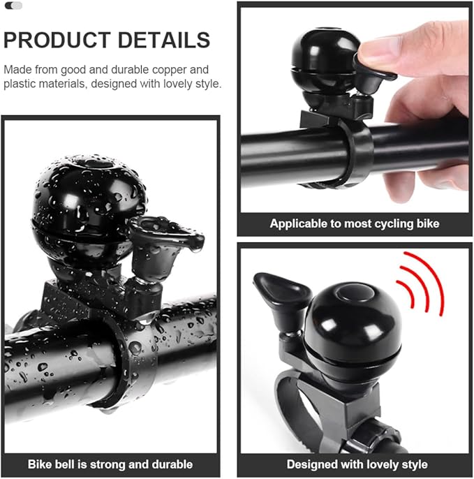 DOITOOL Vintage Bike Bell and Scooters, Loud Bicycle Ringing Bell Black Metal Shell, Compatible Road and Mountain Bikes, One-piece Handlebar Horn for Cycling Accessories