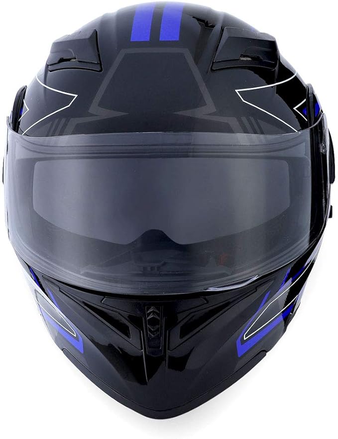 1Storm Motorcycle Modular Full Face Helmet Flip up Dual Visor Sun Shield: HB89 Arrow Blue