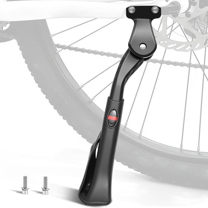 Bike Kickstand for Adult Bike, 14" -17" Adjustable Universal Bike Stand, Rear Side Aluminum Alloy Bicycle Stand Fit, Bicycle Wider Base Stands, Non-slip Kick Stand for Mountain/Road/E-Bike