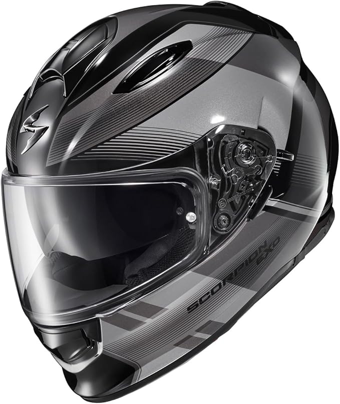 ScorpionEXO Ryzer Full Face Motorcycle Helmet with Pinlock Ready Shield with Integrated Speaker Pockets DOT ECE Approved Edge (Dark Grey - Medium)