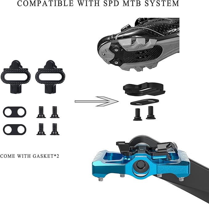 Mountain Bike Pedals - Dual Function Flat and Clipless Pedal - Bicycle Pedals with Reflectors Compatible with SPD, Platform Pedals for BMX Spin Exercise Peloton Trekking Bike