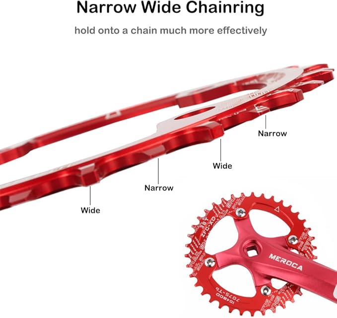 CYSKY 104 BCD Chainring 30T to 52T Narrow Wide Chainring with Sprocket Bolts for 1x Set-up Road Bike Mountain Bike BMX MTB Gravel Ebike