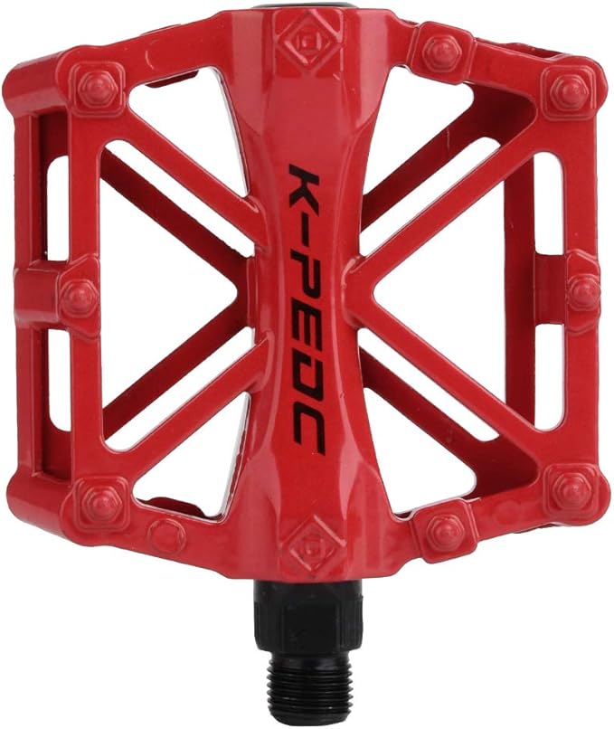 Aluminium CNC Bike Pedals 9/16", Lightweight Mountain Road Bike Pedal with 16 Anti-Skid Pins Bicycle Pedals for MTB BMX