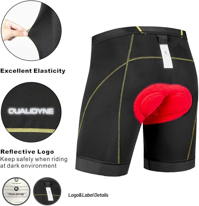 Qualidyne Men's Cycling Bike Shorts 3D Padded Biking Pants Cycle Shorts