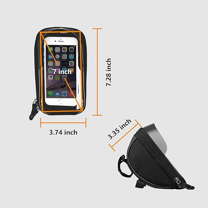 Qlife Bike/Bicycle Phone Front Frame Bag, Cycling Pouch with Rain Cover,Waterproof Bike Phone Holder, Bicycle Top Tube Bag, Bike Accessories for Phones up to 7"