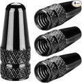 Aluminum Presta Valve Stem Caps – Black Tire Air Dust Covers for Bike (4 Pack) – Fit French Valves on Road, MTB, Hybrid, Racing, Fitness, Folding & Fat Bikes