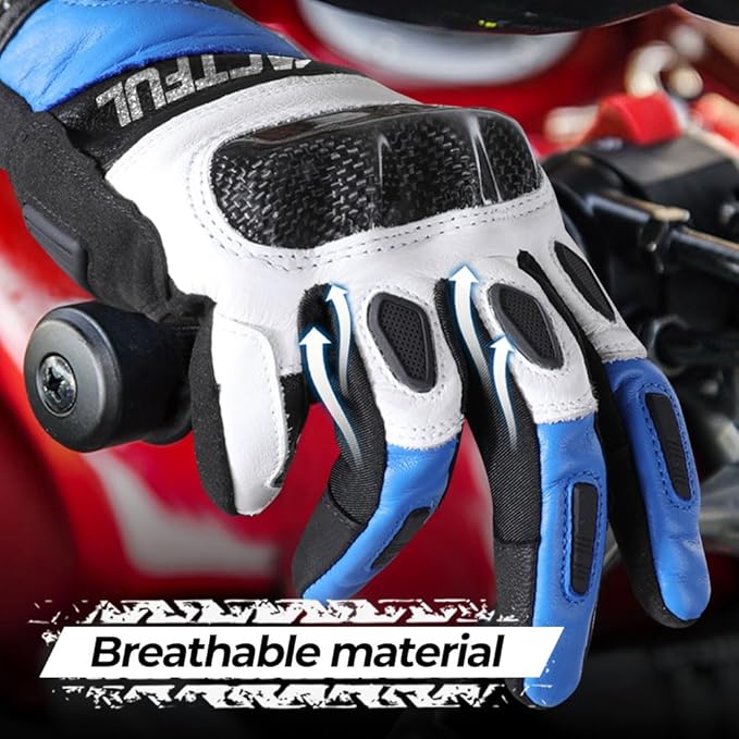 WTACTFUL Goatskin Leather Carbon Knuckle Motorcycle Gloves for Ultimate Protection and Comfort