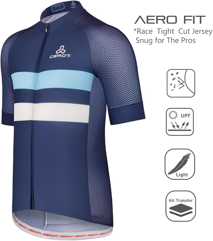 CEROTIPOLAR Snug Fit Men AirCool Cycling Jersey Bike Shirts UPF50+,PRO Dry Fit Light Weight Fabric