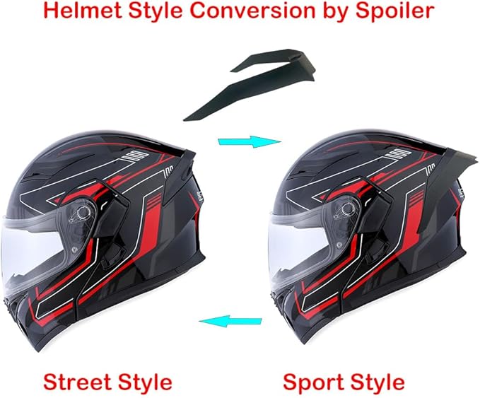 1Storm Motorcycle Modular Full Face Helmet Flip up Dual Visor Sun Shield: HB89 Arrow Red