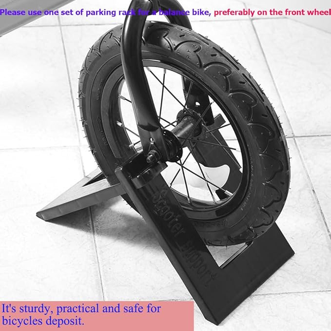 2 Pack Kids Balance Bike Parking Rack Stand Foldable Kickstand Holder for No Pedal Training Bicycle Scooter 8‘’ 9‘’ 10‘’ 12 Inch Bikes Storage Organizer Indoor Outdoor Garage