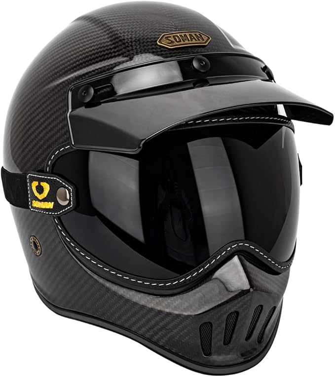 Retro Motorcycle Helmet Shield Bubble Visor, PC Goggles Lens Replacement For Off-Road Cruiser Motorcycle Helmet Bell Moto-3