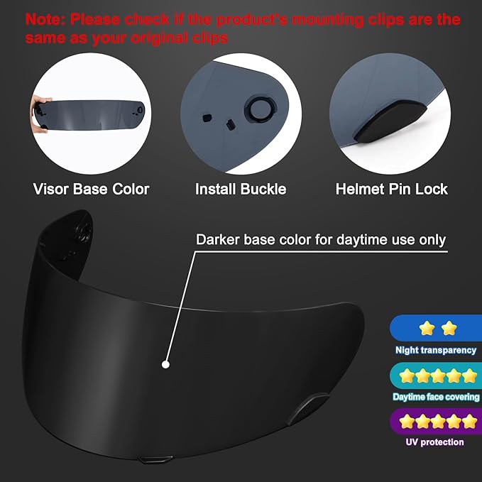 PSLER Qualifier Visor- Qualifier DLX Helmet Visor Motorcycle Face Shield Accessories Replacement for Bell Qualifier/Star/Vortex/RS-1/Revolver,Black