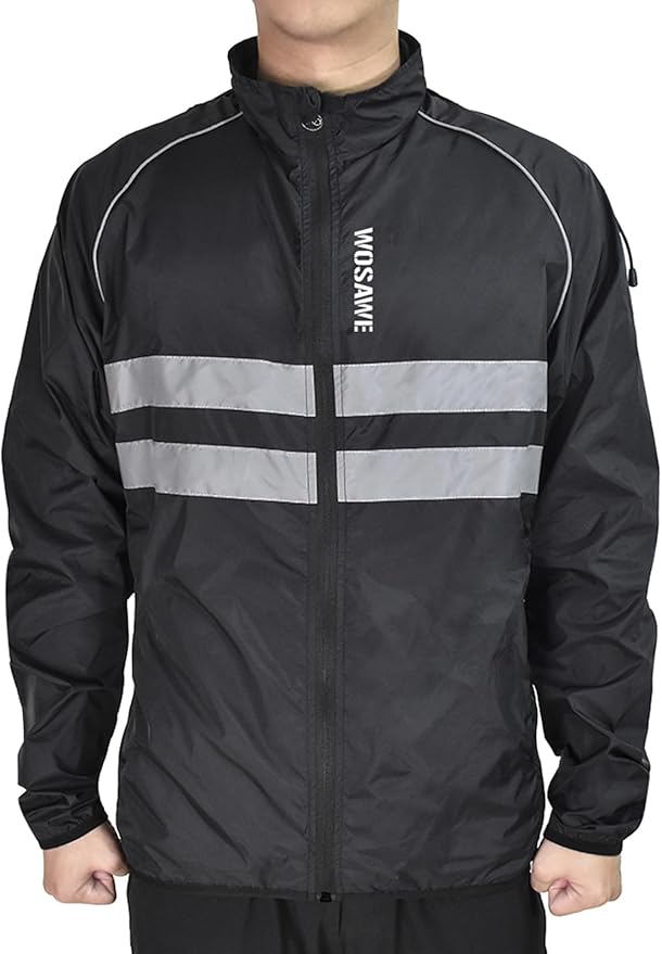 WOSAWE Packable Cycling Jacket Hooded Running Coat Lightweight Biking Windbreaker