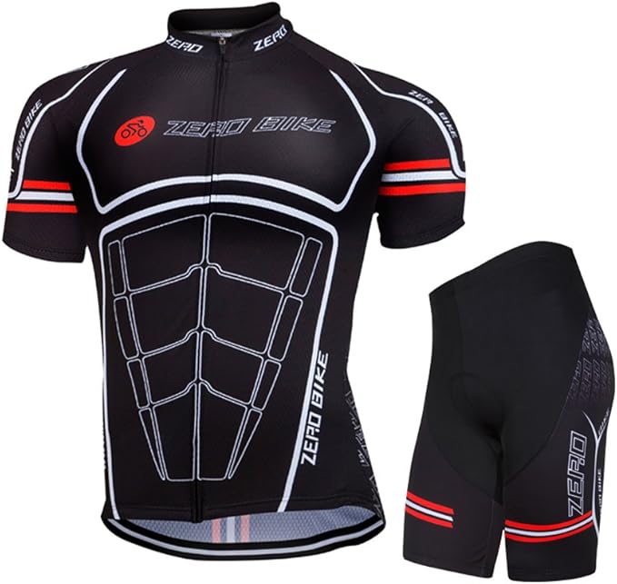 Men's Short Sleeve Breathable Cycling Jersey Set 3D Padded Bicycle Shorts Sportswear Suit Quick Dry