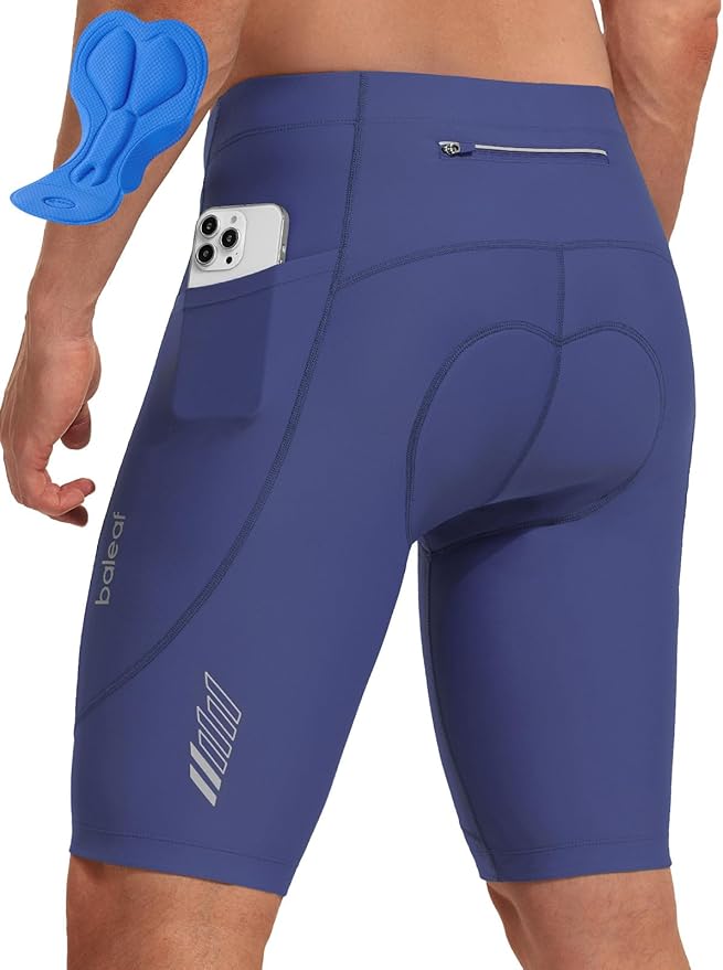 baleaf Men's 4D Padded Bike Shorts Cycling Zipper Pockets Biking Bicycle Mountain Riding Biker Cycle UPF 50+