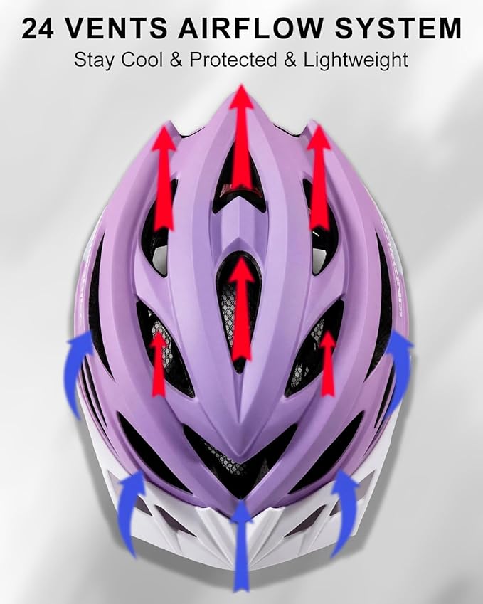 KINGBIKE Bike Helmet for Adult Men Women Youth Road Commute Mountain Cycling Helmets with USB Rechargeable Light Replaceable Padding and Visors Lightweight 20.4-23.6in