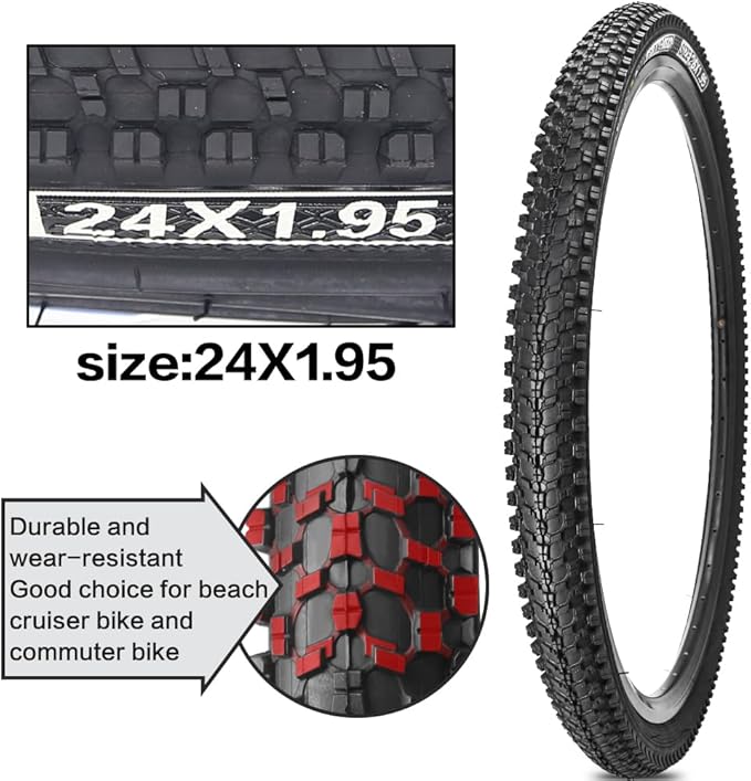 SIMEIQI 2 Pack 24/26/27.5x1.95 26x2.1 29x2.125 Inch Anti-Puncture Tires for Mountain Bike and Tubes Folding Replacement Bicycle Tyres for Hybrid Trails Commuter City Road