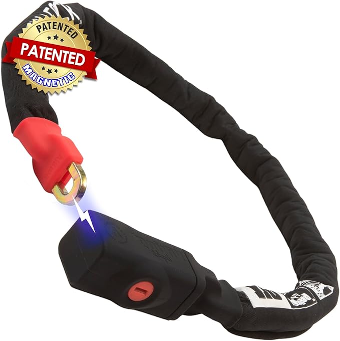 Seatylock Viking Bike Chain Lock with Key - Magnetic Patented Sold Secure Rated - Heavy Duty Anti Theft - Smart Ultra Security Bicycle Lock (43.31 Inch, Silver Rated)