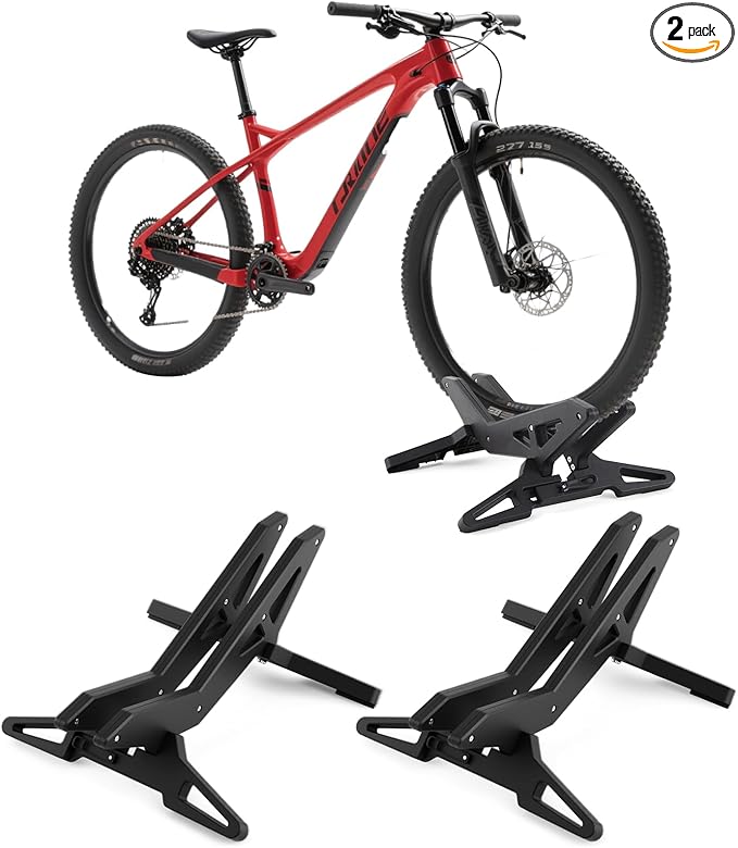 2 Pack Bike Floor Stand Adjustable Indoor Bicycle Parking Stand Fit 16-29 Wheel, Portable Bike Floor Rack for All 30-80mm Wide Tires, Mountain & Road Bicycles Indoor Outdoor Garage Storage