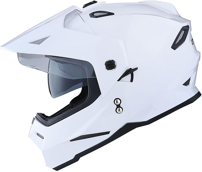 1Storm Youth Kids Dual Sport Dual Visor Motorcycle Motocross Off Road Full Face Helmet Matt Black