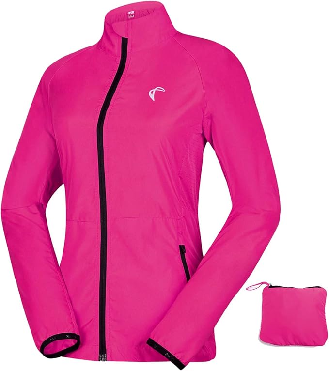Women's Packable Windbreaker Jacket Resistant Convertible Cycling Running Jacket Lightweight Windproof Water