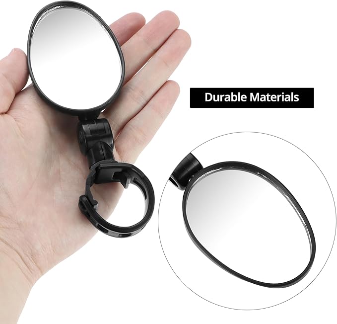 QWORK Bike Mirrors, 2 Pack 360-Degree Rotatable Handlebar Mirrors for Safe Cycling, Cycling Rear View Mirror