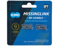 KMC Missing Link 9-Speed Silver Metal Chain Connector for MTB and Road Bikes, Single Strand, Re-usable, Suitable for KMC, Shimano, Campagnolo and SRAM chains