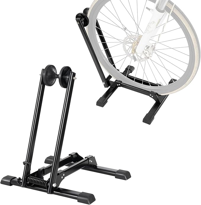 HOMEE Bicycle Floor Stand Parking Bike Rack,Bike Rack Stand Wheel Holder Fit 20"-29",Foldable Bike Storage Stand for Mountain and Road Bike,Cycling Storage Organizer for Indoor Outdoor Home Garage