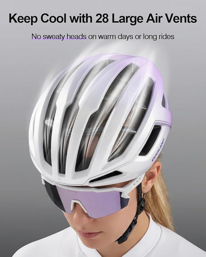 Odoland Adult Bike Helmet - Super Ventilation & Impact-Resistant Frame, Adjustable Dial System Lightweight Bicycle Helmet for Mountain, Commuting, Road Cycling
