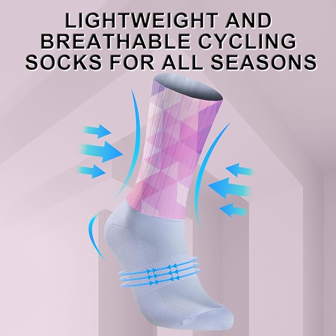 Cycling Socks Athletic Crew Socks Breathable Cushioned Compression Running Hiking Socks For Mens Womens