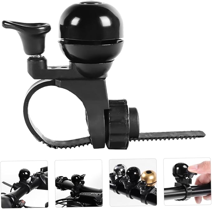 PRETYZOOM Vintage Bike Bell for Scooter and Bicycle Handlebar Copper and Plastic Loud Crisp Sound Safety Accessory for Mountain and Bikes Black
