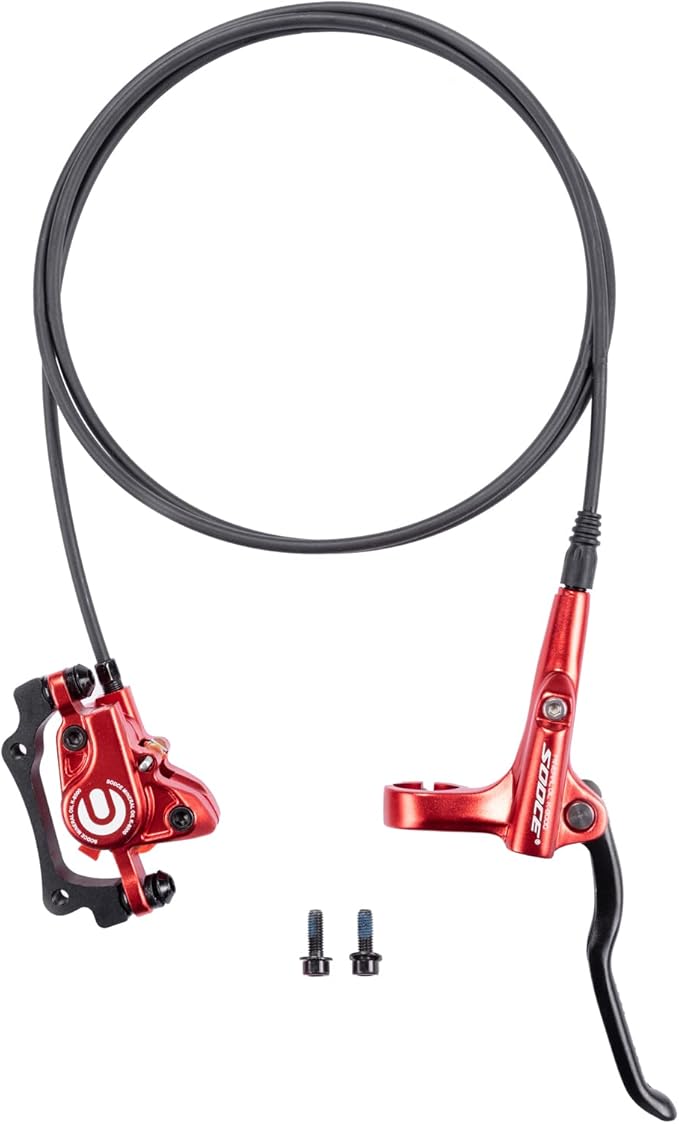 Cyclon MTB Hydraulic Disc Brakes Set, Black/Red Aluminum Alloy Hydraulic Brakes for Mountain Bike Left Front 1000mm Right Rear 1700mm Hydraulic Bicycle Brakes with is/PM Adapter Fit 160mm Rotor