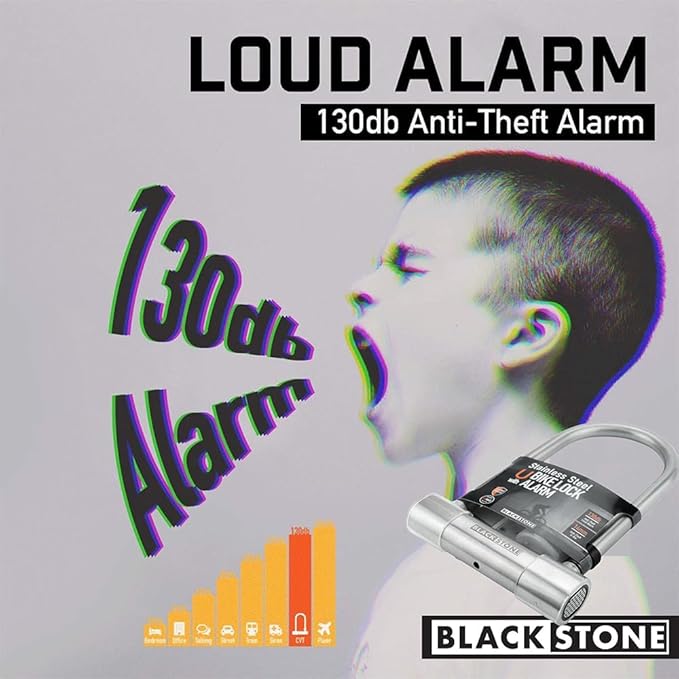 Crystal Vision Anti Theft Loud 130db Alarm Heavy Duty Bike Lock Weather Proof Multi Purpose