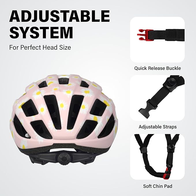 Youth Adult Road Bike Helmet, Men Women Adjustable Mountain Bicycle Helmet with Detachable Visor, 2 Sizes for Age 8-14+ Youth, Kids, Adult