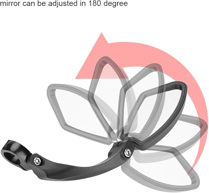 Rear Mirror with Clip Mount Screw Mirror Right Left Handlebar Rear Back View 180 Rotation Mirror for Mountain Road Bikes(HF-MR080L)