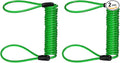 2-Pack Disc Lock Security Steel Cable, 59inch/1500mm PVC Coated Spring Reminder Wire Anti-Theft Rope for Outdoors Protection/Bicycle U-Lock, Motorcycle Reminder Cable [Green]
