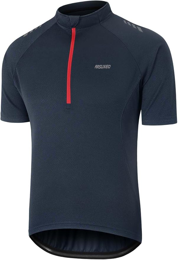 ARSUXEO 1/2 Zipper Cycling Jersey Men Short Sleeves Bike Shirts for Men Biking Bicycle Road Bike Jerseys
