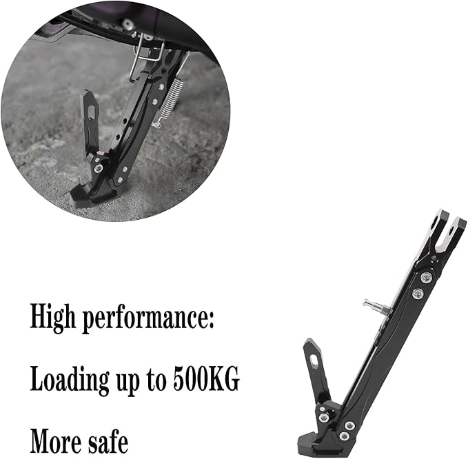 Universal Lengthened Adjustable Long Kickstand CNC Aluminum Alloy Motorcycle Long Kickstand Accessories Motor Modified Tripod Holder Kickstand Foot Side Support Stand Motorbike Dit Pit Bike