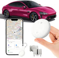 Car GPS Tracker for Vehicles Worldwide GPS Tracker for Vehicles Work with Find My (iOS Only), Car Vehicle Tracking Anti-Lost Locator with App for Cars, Wallet, Pets, Luggage (White)