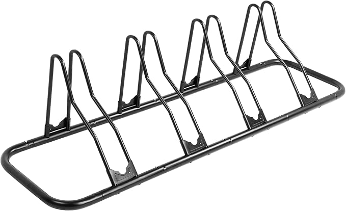 CyclingDeal Bike Rack Floor Parking Bike Stand for up to 6 Bicycles | Indoor, Home & Garage Storage Rack | Stable & Secure Bicycle Stand w/ Tire Grooves Up to 29", Holding Plates & Custom Spacing
