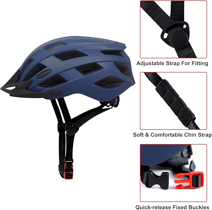 Adult Bike Helmets, Adjustable Mens Womens Bicycle Helmet, Lightweight Road Mountain Cycling Safety Sports Helmets with Detachable Visor