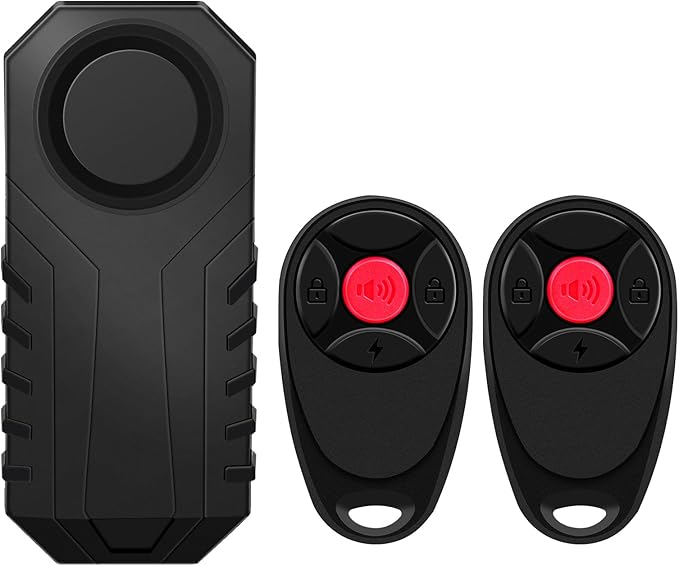 Bike Alarm, 113dB Bicycle Alarms for Ebikes, Volume&Sensitivity Adjustable Motorcycle Alarm with 2 Remotes, Waterproof Anti Theft Wireless Vibration Sensor for Car Motorcycle Scooter Ebike